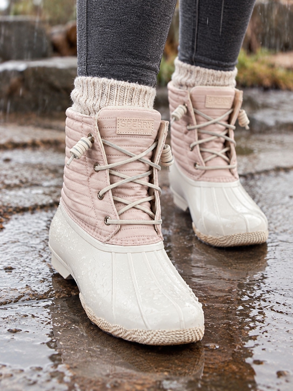 Sperry Saltwater Ivory Puff Duck Boots Women’s Size 11 Waterproof Winter